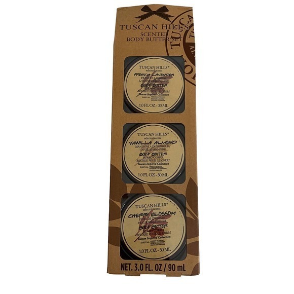 Tuscan Hills Body Butter Set of 3 French Lavender Vanilla‎ Almond Cherry Blossom - Picture 1 of 7